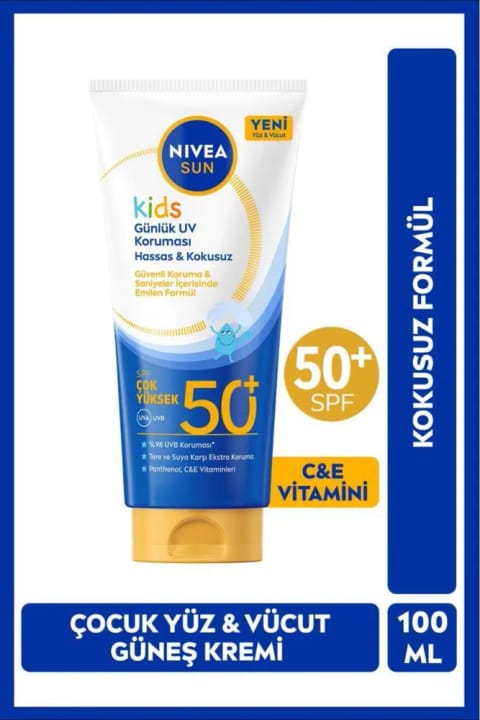 NIVEA SUN SPF50+ کرم ضدآفتاب کودکان مخصوص صورت و بدن 100 میلیلیتر