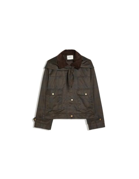 Waxed corduroy jacket with scarf