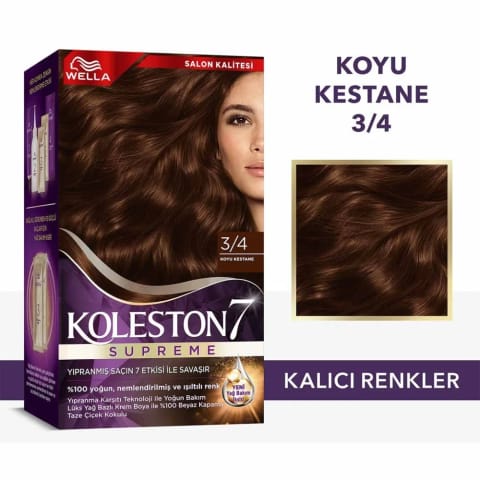 Wella Koleston Supreme رنگ مو 3/4 شاه بلوطی تیره