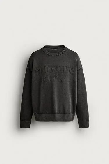 پلیور بافت طرح‌دار با فرم ریلکس Zara