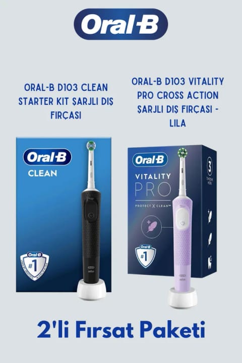 Oral-B D103 Vitality Pro Cross Action + D103 Clean Starter Kit مسواک شارژی
