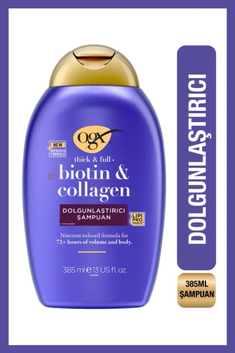 شامپو بدون سولفات OGX Biotin & Collagen حجم دهنده 385 میلیلیتر