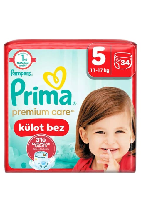 پریمیا Premium Care شورت پوشک سایز ۵، ۳۴ عددی