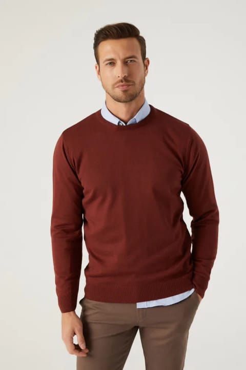 D'S Damat Regular Fit یقه اسکی بدون پرز رنگ سفالی