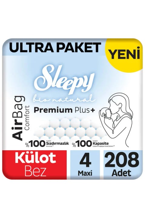 Sleepy Bio Natural Premium Plus Airbag Comfort پوشک شلوارکی سایز ۷ — ۸ بسته
