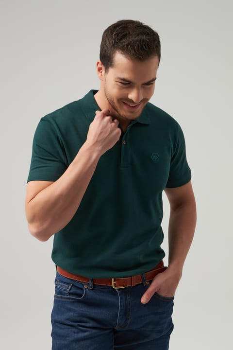 پولو یقه D'S Damat مدل Regular Fit خاکی ۱۰۰٪ پنبه بادوام بدون پیچش