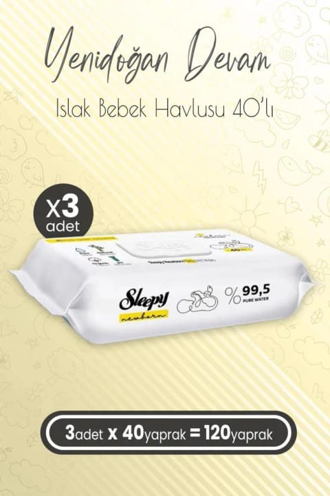 Sleepy نوزاد ادامه دستمال مرطوب مراقبت از نوزاد ۴۰ عددی × ۳ (۱۲۰ برگ)
