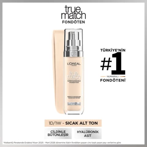 Loreal Paris True Match فونداسیون مراقبتی 1.D/1.W با ته رنگ گرم
