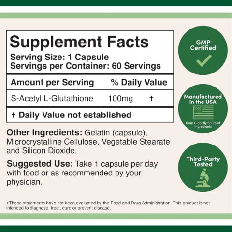 Double Wood S-Acetyl Liposomal L-Glutathione Antioxidant 100mg 60 Caps