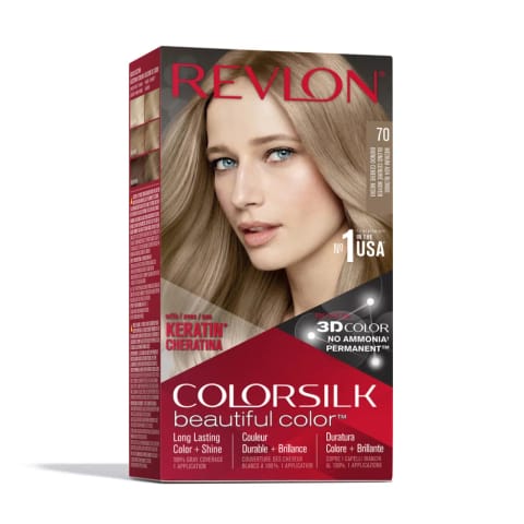 رنگ موی دائم ریولون ColorSilk بلوند خاکستری 70