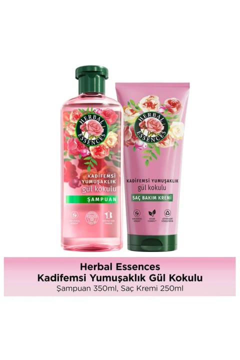 شامپو و نرم‌کننده Herbal Essences با رایحه گل رز، لطافت مخملی ۲۵۰ میلی‌لیتر