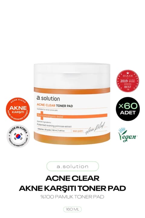 a solution پد تونر ضد آکنه و منافذ باز Acne Clear Toner Pad 60 عددی