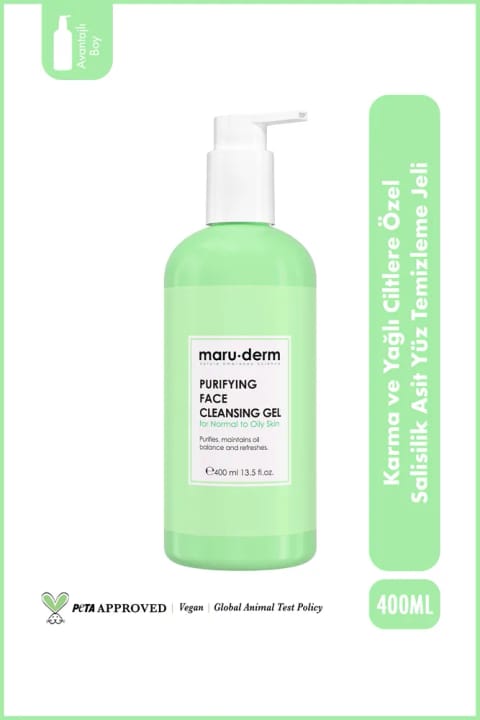 Maru.Derm ژل شستشوی صورت مخصوص پوست مختلط و چرب با سالیسیلیک اسید ۴۰۰ میلیلیتر