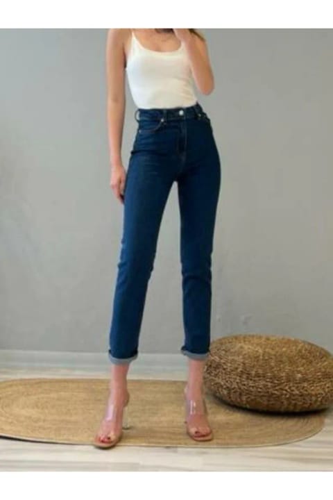 DRC trend شلوار جین مام فیت سرمه‌ای Phoebe