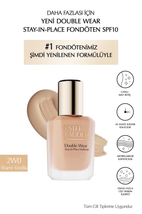 فونداسیون Estee Lauder Double Wear Stay-in-Place SPF10 با فینیش مات طبیعی (2W0 WA...