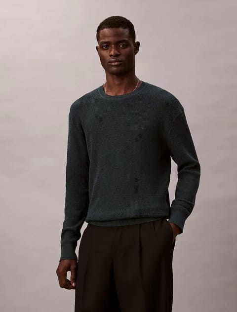 پلیور یقه گرد بافت کاتن مردانه Calvin Klein