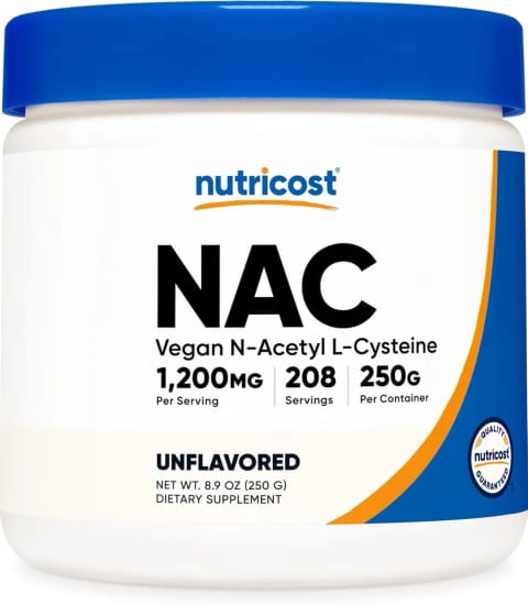 Nutricost Acetyl Cysteine NAC 250 گرم 208 سروینگ
