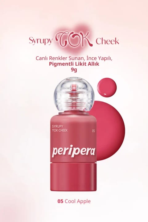 PERIPERA رژگونه مایع سبک با بافت یکپارچه با پوست، پیگمنته Syrupy Tok Che... — 05 Cool Apple