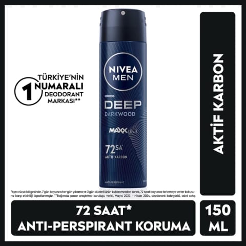NIVEA Men Deep Dimension اسپری دئودورانت مردانه ۱۵۰ میلی‌لیتر