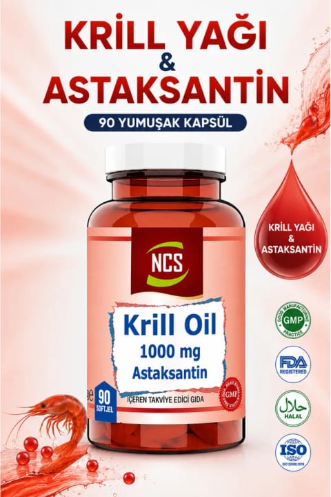 NCS کریل اویل ۱۰۰۰ میلیگرم حاوی آستازانتین ۲ میلیگرم ۹۰ عدد سافتژل امگا ۳