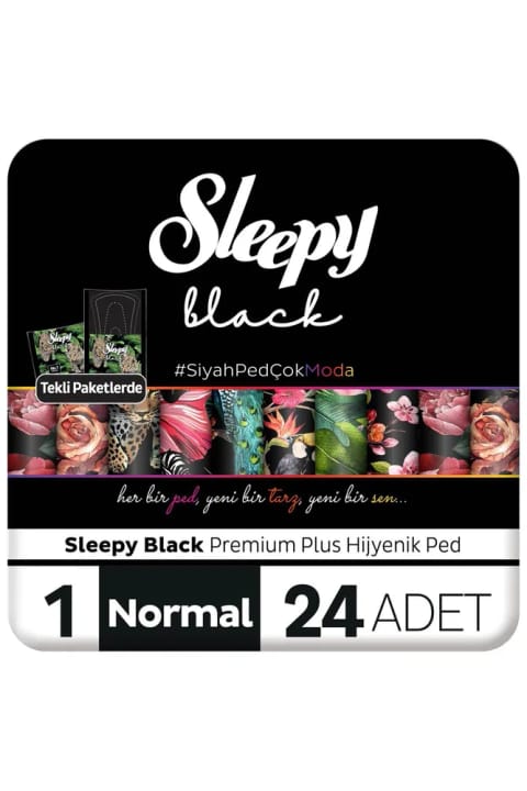 Sleepy Black Premium Plus نواربهداشتی معمولی ۲۴ عددی