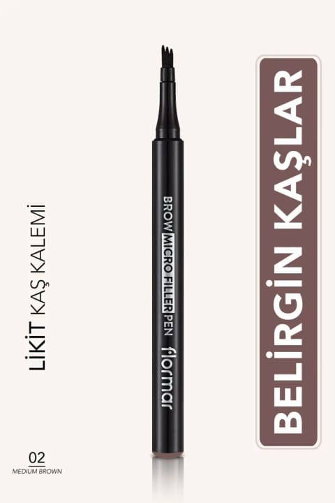 Flormar قلم ابرو مایع با نوک برس (قهوهای متوسط) - Brow Micro Filler Pen -002