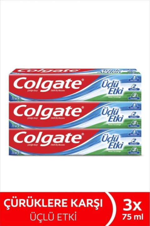خمیردندان Colgate سه‌اثره ۷۵ میلی‌لیتر سه‌عددی سفیدکننده با فلوراید مراقبت از دهان
