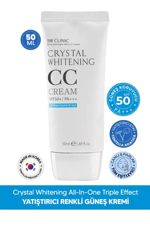 3W CLINIC کرم CC یکدستکننده رنگ پوست Naturel Bej 3W CLINIC Crystal Whitening CC C...