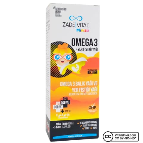Zade Vital Miniza Omega 3 و روغن بادام زمینی 150 میلیلیتر
