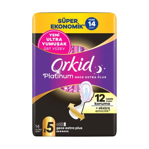 نوار بهداشتی شبانه Orkid Platinum Dörtlü Hijyenik Ped Gece Ekstra Plus 14 عددی