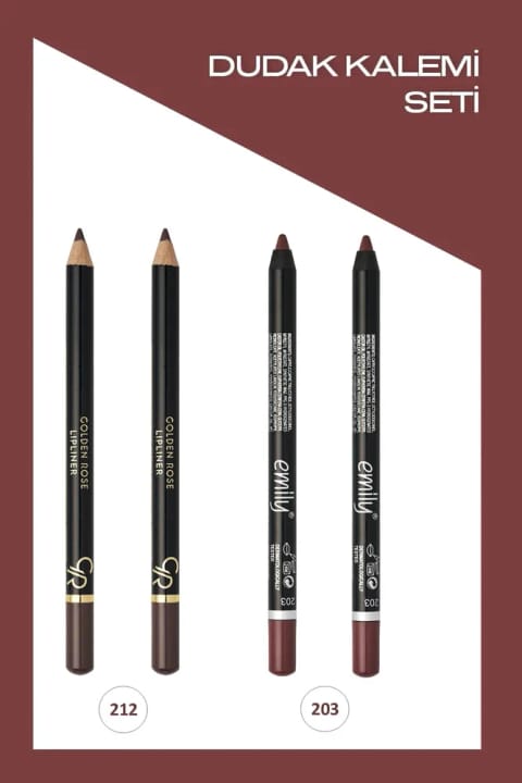 Golden Rose Emily Long Lasting No:203 x2 و Lipliner No:212 x2 ست مداد لب