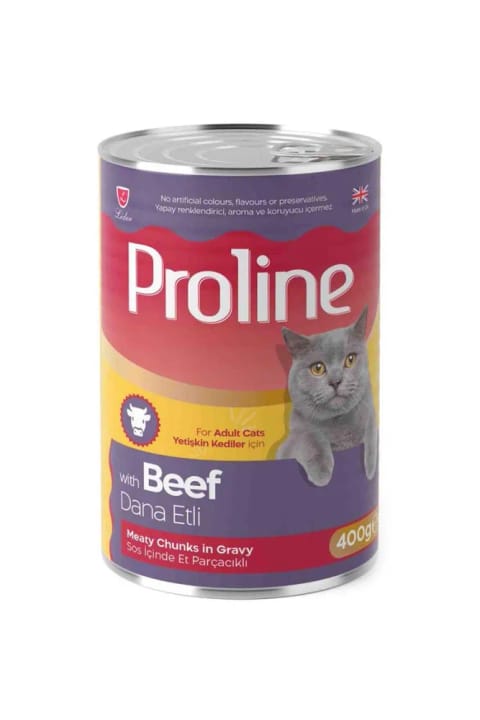 Proline کنسرو غذای گربه بالغ با گوشت گاو و گراوی 400 گرم