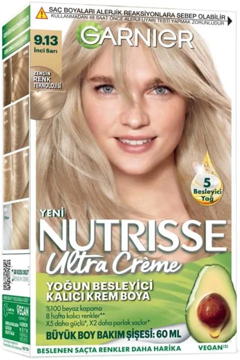 رنگ موی کرمی دائمی Garnier Nutrisse 9.13 زرد مرواریدی