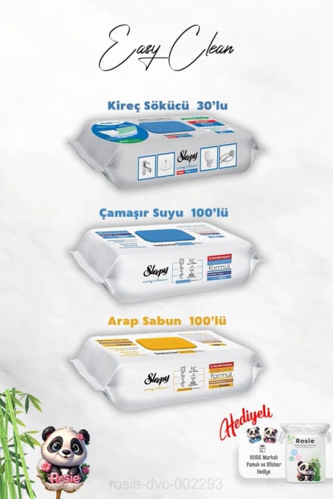 Sleepy 100'lu Arap Sabunu ve Çamaşır Suyu Katkılı, Kireç Sökücü 30'lu ve Rosie