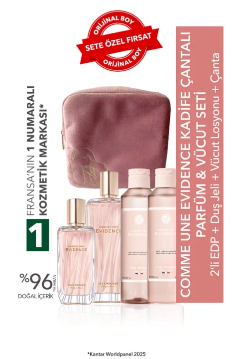 Yves Rocher Comme Une Evidence ست عطر و بدن با کیف مخملی