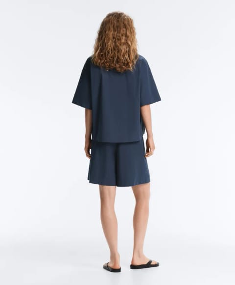 Blue 100% cotton Bermuda total look