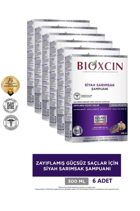 شامپو سیر سیاه Bioxcin 6×300 میلی‌لیتر
