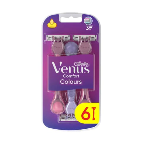 Gillette Venus رنگارنگ ۳ تیغه زنانه یکبار مصرف ۴ + ۲ عددی