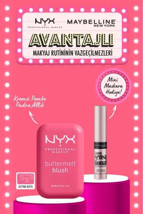 NYX Professional Makeup Buttermelt Blush رژگونه پودری-کرمی صورتی 08 و Lash S...