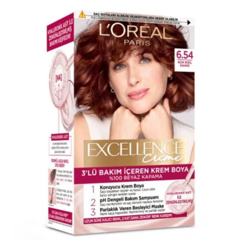 L'Oreal Paris Excellence Creme رنگ مو 6.54 قهوه‌ای قرمز روشن