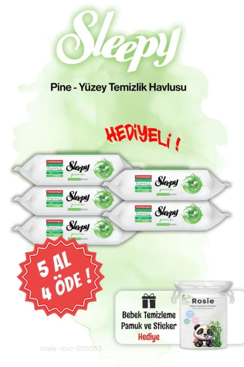 Sleepy 5 Al 4 Öde Pine Çam Ferahlığı دستمال مرطوب و ROSIE