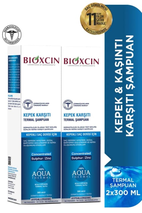 Bioxcin Aqua Thermal شامپوی ضد شوره ۲×۳۰۰ میلیلیتر