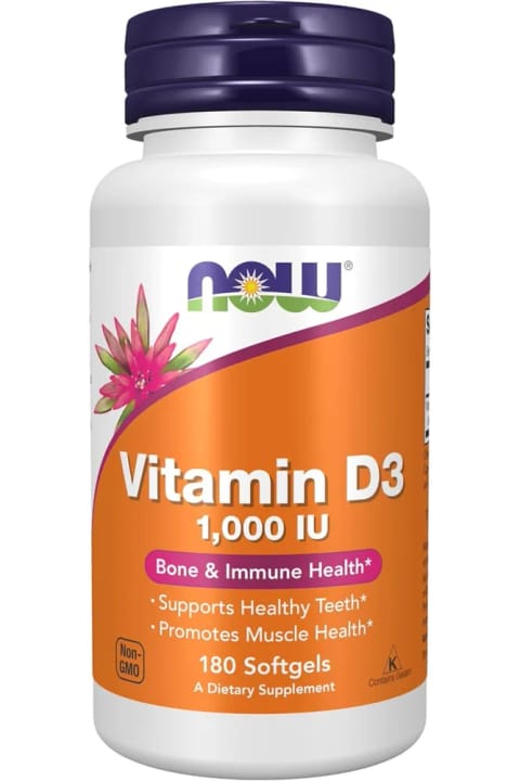 Now Foods ویتامین D-3، 1000 واحد بین‌المللی، 180 نرم‌ژل