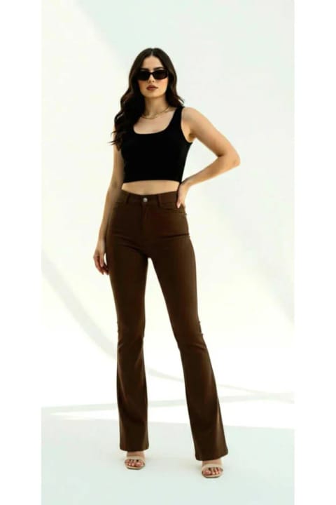 Trn JNS Luna Tall Flare شلوار جین اسپانیایی Brown Wide Leg