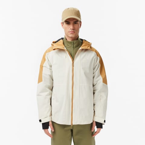 کاپشن کرم مردانه Lacoste مدل Relaxed Fit با کلاه و طرح رنگبلاک