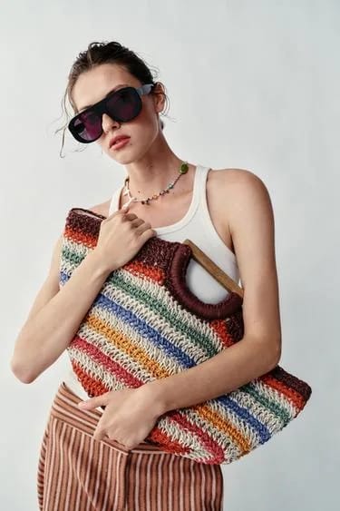 100% Jute کیف دستی راه‌راه