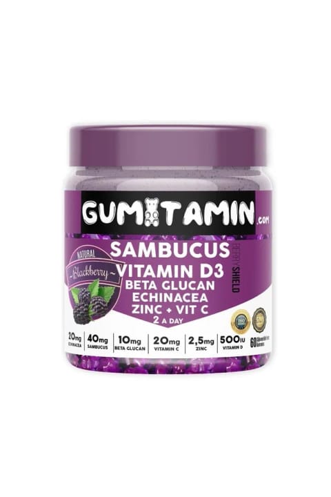 Gumitamin Sambucus مولتیویتامین با عصاره آقطی سیاه، Vitamin C+D3، Zinc و Beta Glucan
