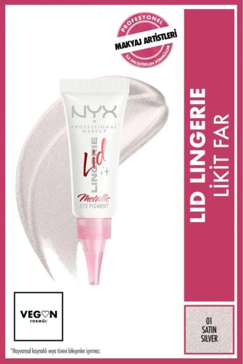 NYX Professional Makeup Lid Lingerie سایه مایع - 01 Satin Silver