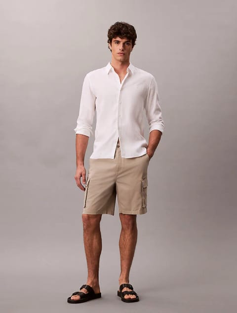 شلوارک کتان ۹ اینچ مردانه Calvin Klein
