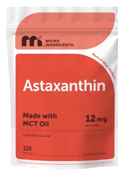 Micro ingredients آستازانتین 12 میلی‌گرم با روغن MCT، 120 کپسول نرم، 4 ماه مصرف